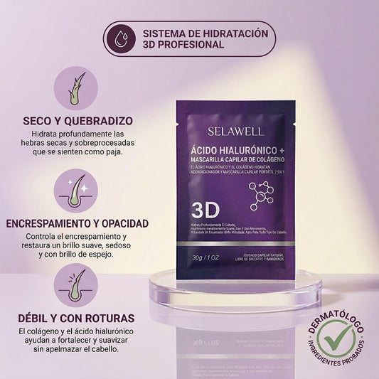 Mascarilla capilar 3D SELAWELL — Colágeno y ácido hialurónico