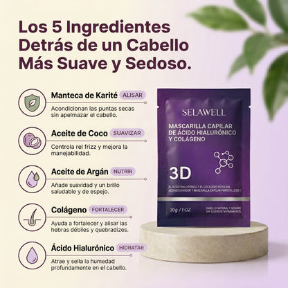 Mascarilla capilar 3D SELAWELL — Colágeno y ácido hialurónico