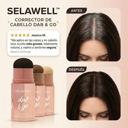 SELAWELL Dab & Go — Corrector capilar que cubre las canas y las raíces en 10 segundos