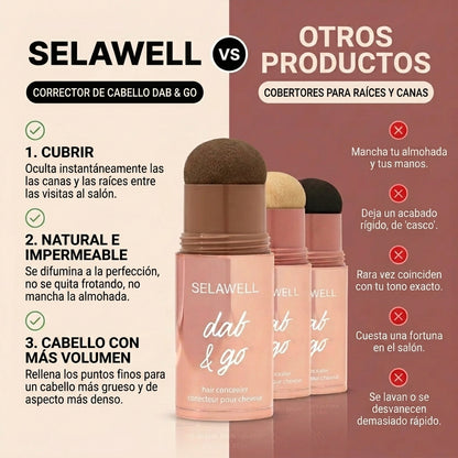 SELAWELL Dab & Go — Corrector capilar que cubre las canas y las raíces en 10 segundos