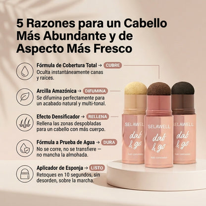 SELAWELL Dab & Go — Corrector capilar que cubre las canas y las raíces en 10 segundos