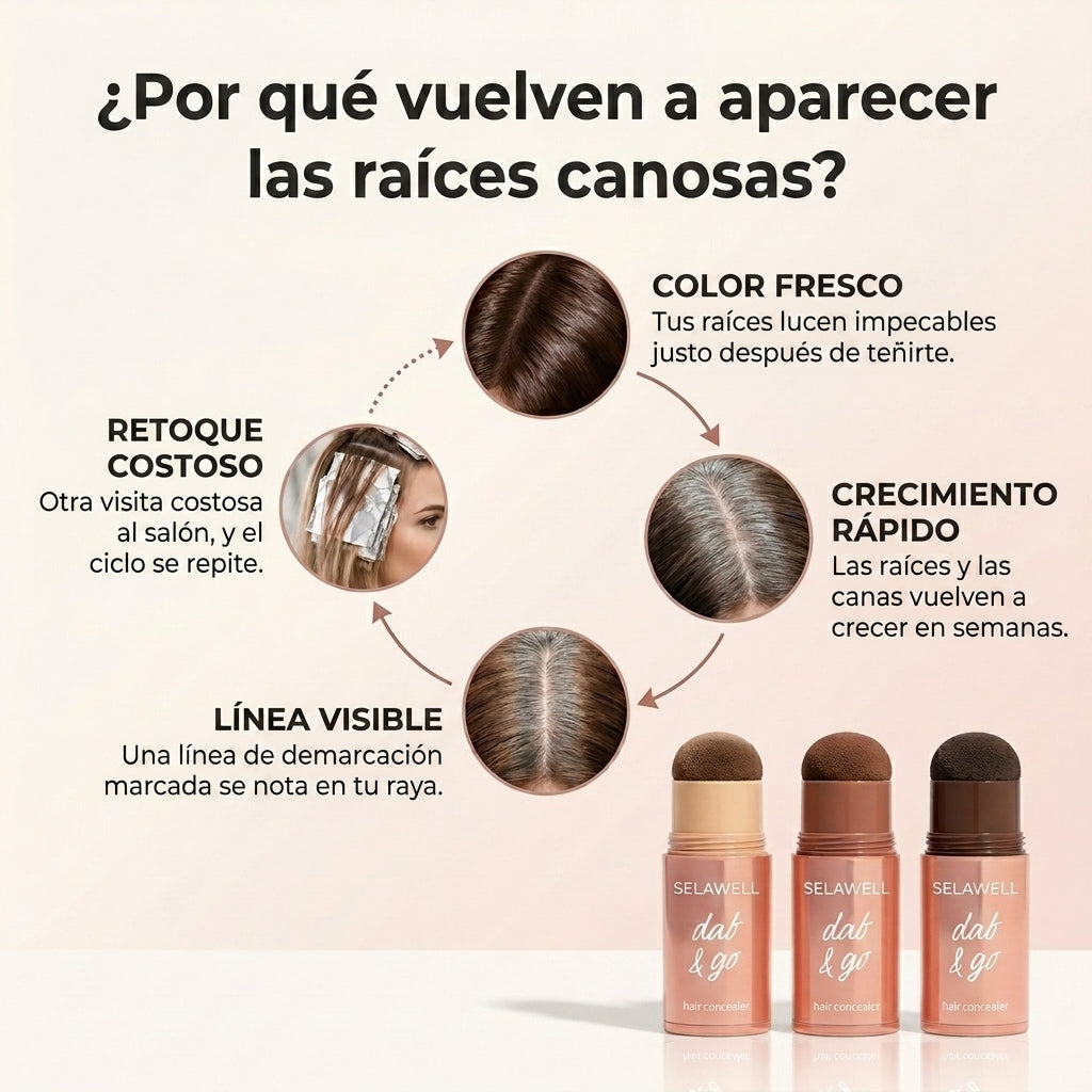 SELAWELL Dab & Go — Corrector capilar que cubre las canas y las raíces en 10 segundos