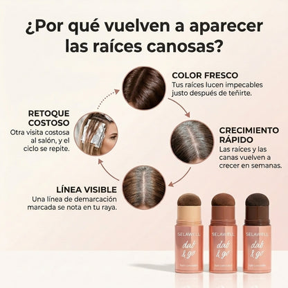 SELAWELL Dab & Go — Corrector capilar que cubre las canas y las raíces en 10 segundos