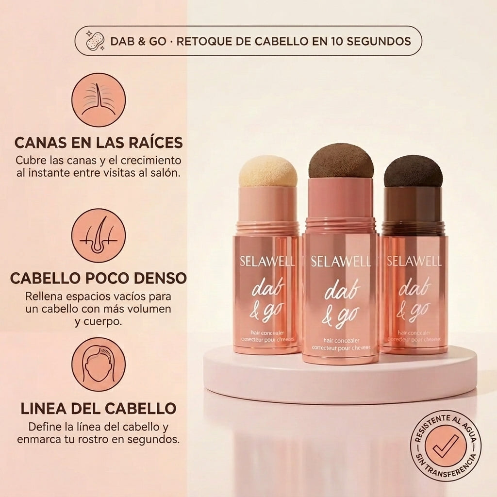 SELAWELL Dab & Go — Corrector capilar que cubre las canas y las raíces en 10 segundos
