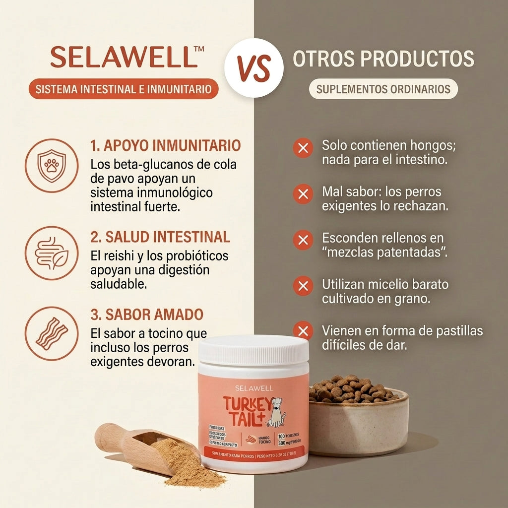 SELAWELL Turkey Tail+ — Apoyo Intestinal e Inmunológico para Perros
